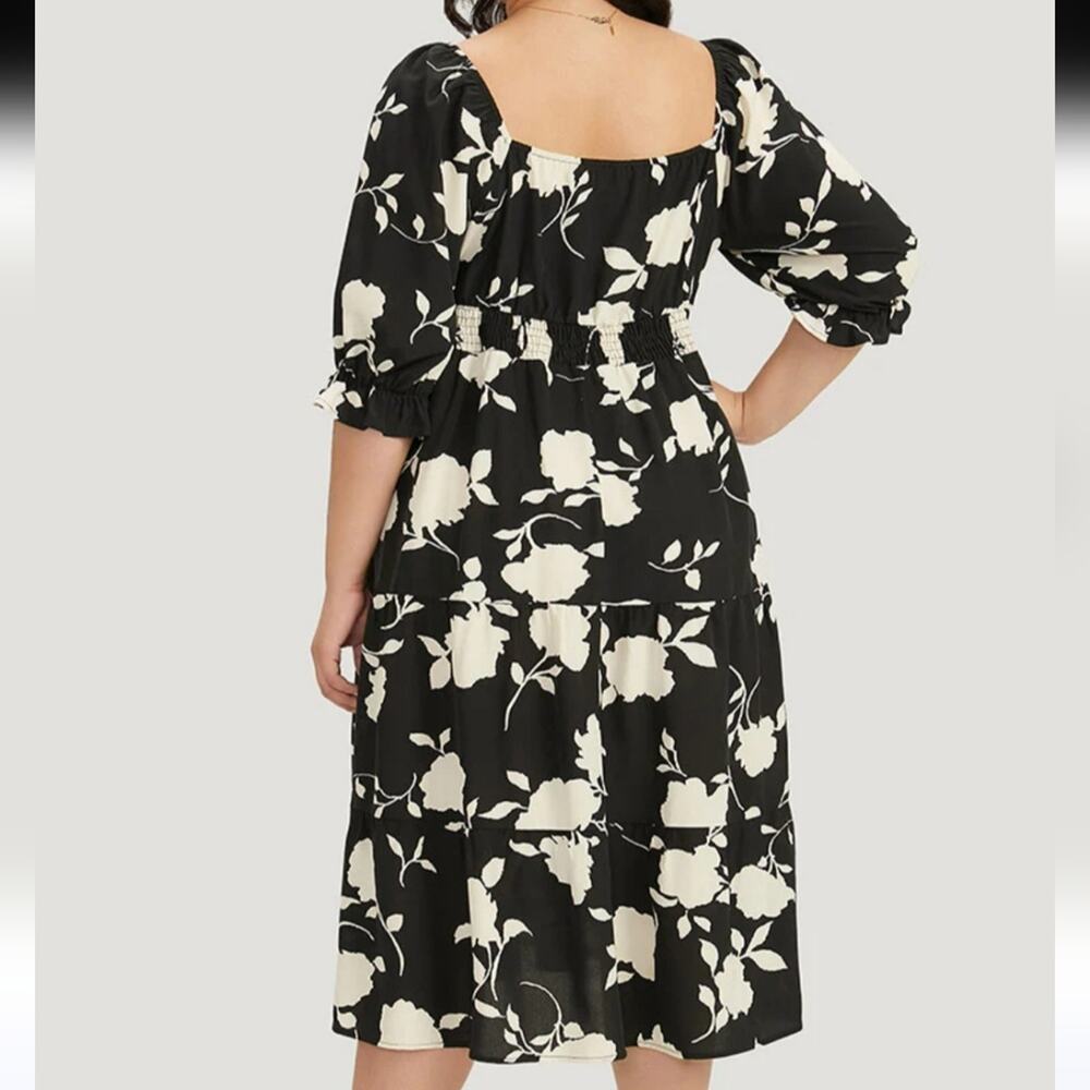 Bloomchic Floral Midi Dress Elbow Length Sleeves Pockets NWT Size 12 - Picture 2 of 10